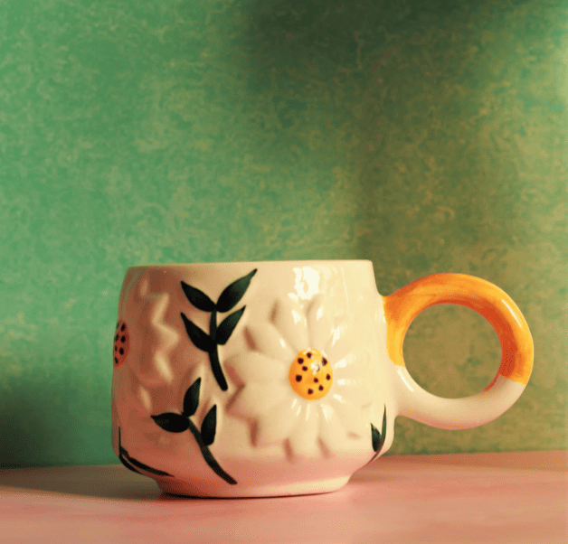 Sunflower Handcrafted Cups for Coffee Chai Tea - Microwave and Diswasher Safe, 300 ml